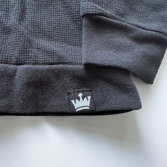 Littlest Prince Henley Boys' Black Waffle Long Sleeve Top - 18M - Picture 2 of 5